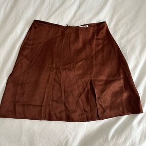 Reformation Margot Chocolate Silk Mini Skirt, Size 2